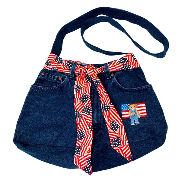 Route 66 Handbags - 🐈OKC🐈 NWOT Route 66 Teddy Bear Denim Jean Purse